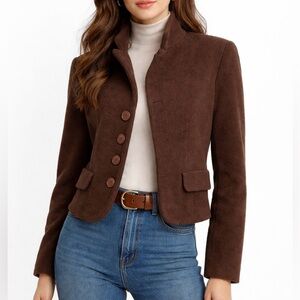 Vintage Express Campaign Tailleur Brown Fleece Heritage Blazer Jacket - Sz M 🧡🎀